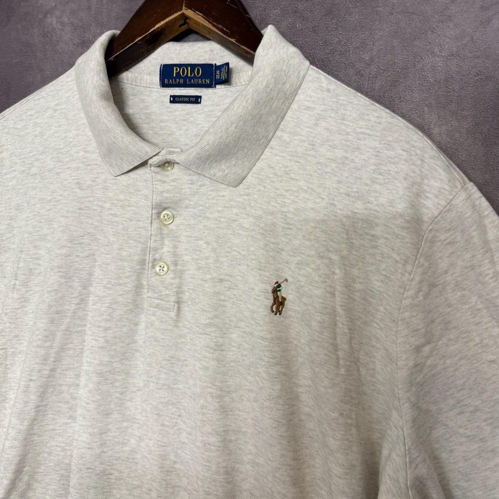 Polo Ralph Lauren Polo Shirt Mens XL Heather Gray Classic‎ Fit Embroidered Pony